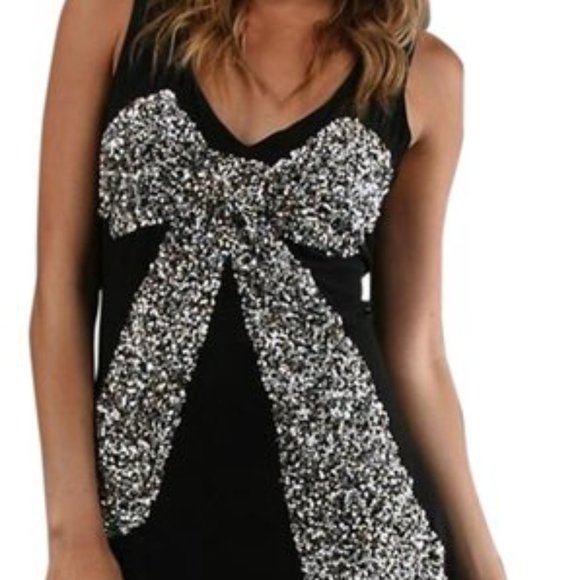 Alexia Admor Sequined Bow Silk Dress Size M - Picture 1 of 8
